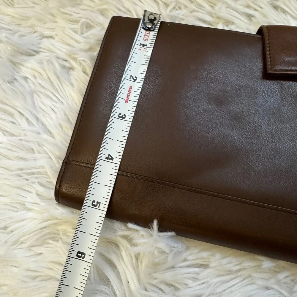 TUMI Vintage Brown Leather Long Bifold Organizer Wallet Card, Check Holder, Zip